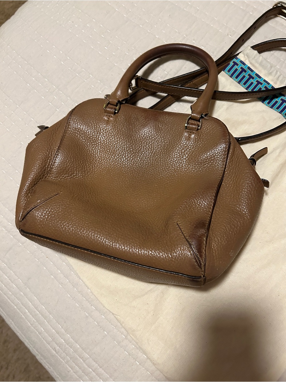 Tory Burch Brown Pebbled Leather Satchel Crossbody Bag - Picture 5 of 8